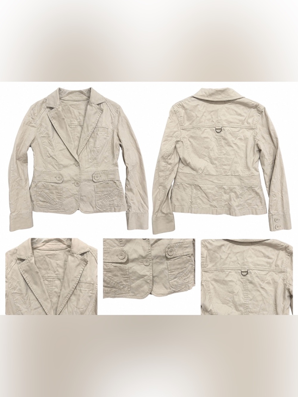 Light Beige Casual Cotton Blazer Jacket